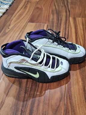 Nike Kids White, Purple and Neon Green Sneakers